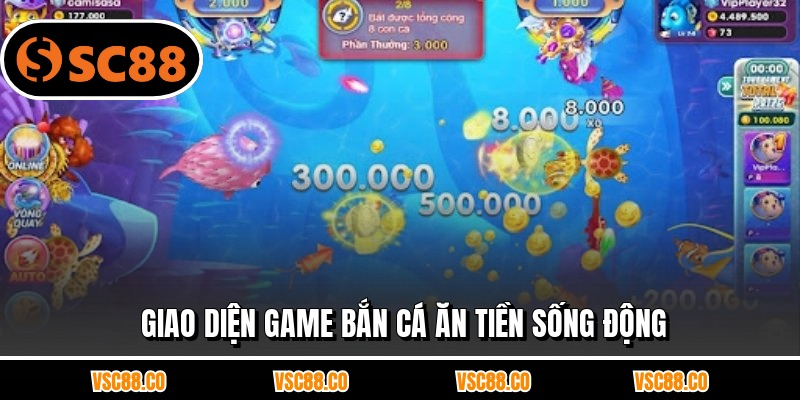Giao diện game bắn cá ăn tiền sống động