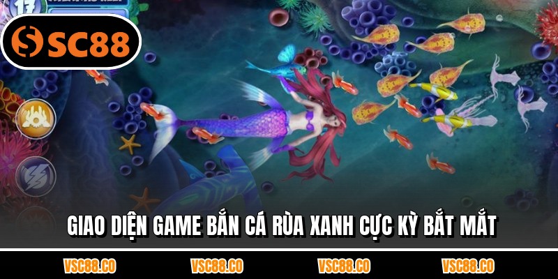 Giao diện game bắn cá rùa xanh cực kỳ bắt mắt