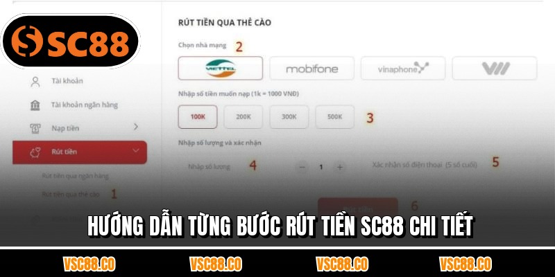 Hướng dẫn từng bước rút tiền SC88 chi tiết